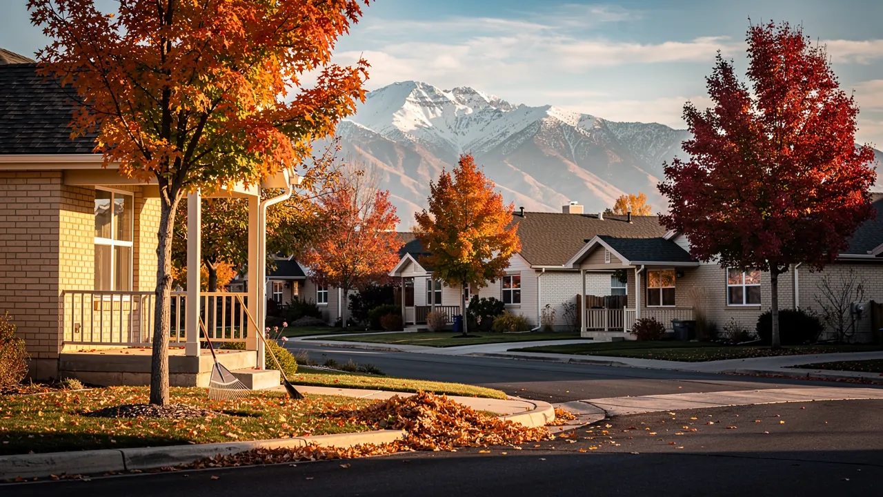 Autumn street in Salt Lake City as pests begin moving toward homes