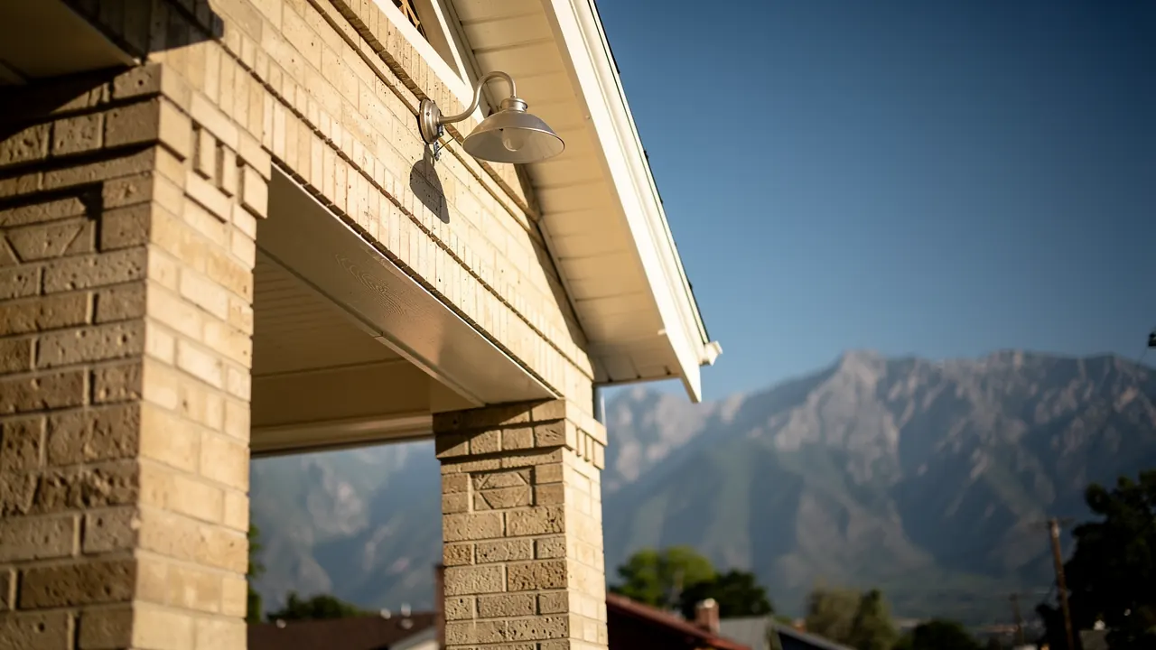 Porch eaves of a Salt Lake City home where paper wasps commonly nest